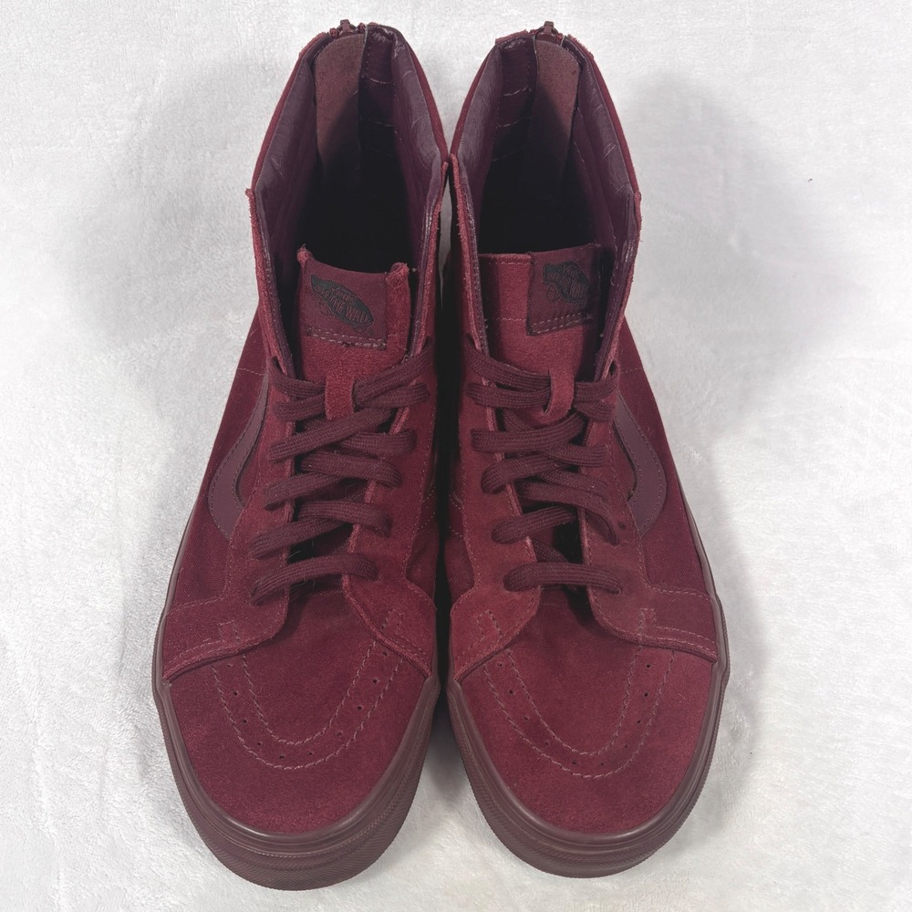 Vans Sk8-Hi Reissue Zip Heel Burgundy Suede High Top Sneakers Mens 11.5 Maroon